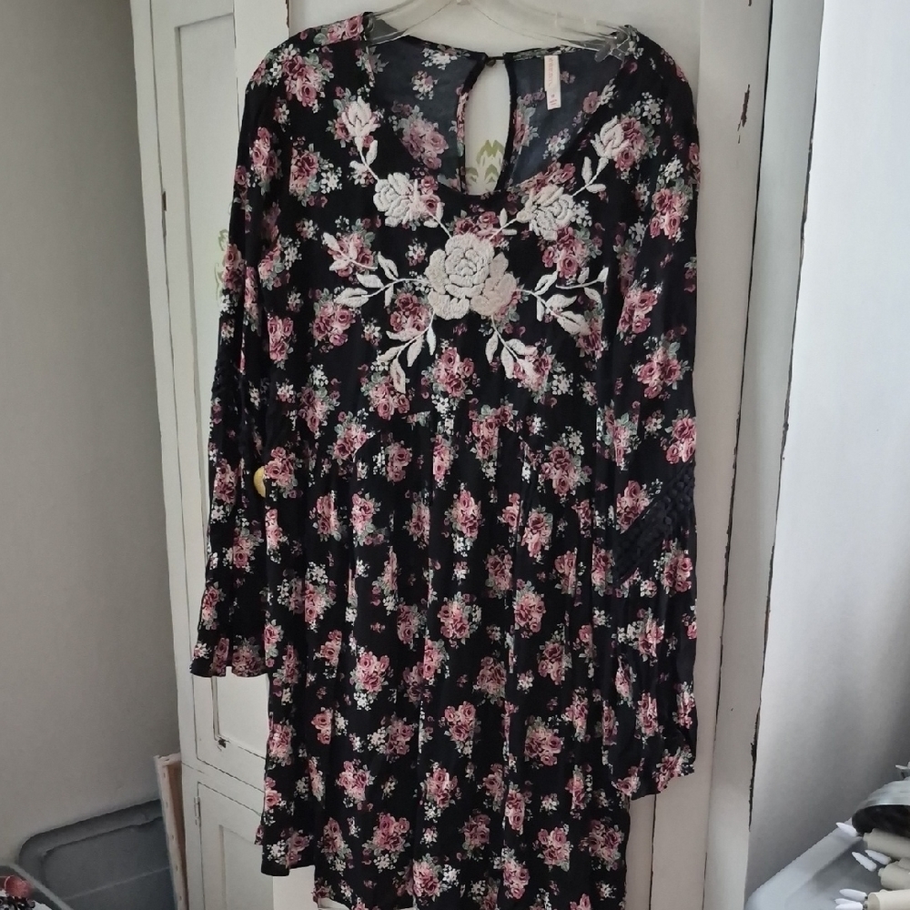 Xhilaration Black and Pink Floral Dress